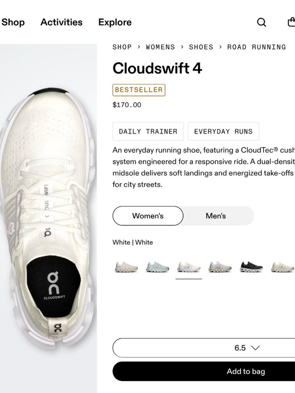 OnCloud Cloudswift 4 Women's size 6.5